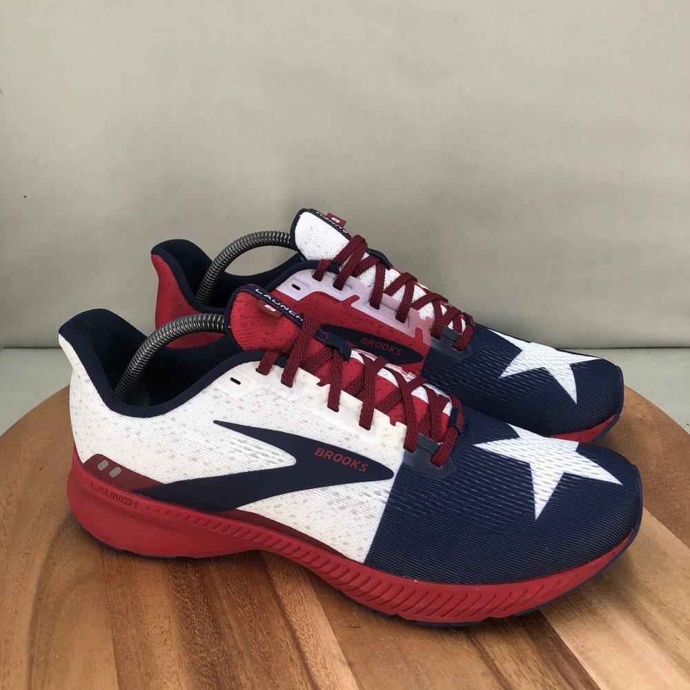 Brooks Launch 8 Texas Flag Mens Running Shoes Red White Blue Size 10 D Medium